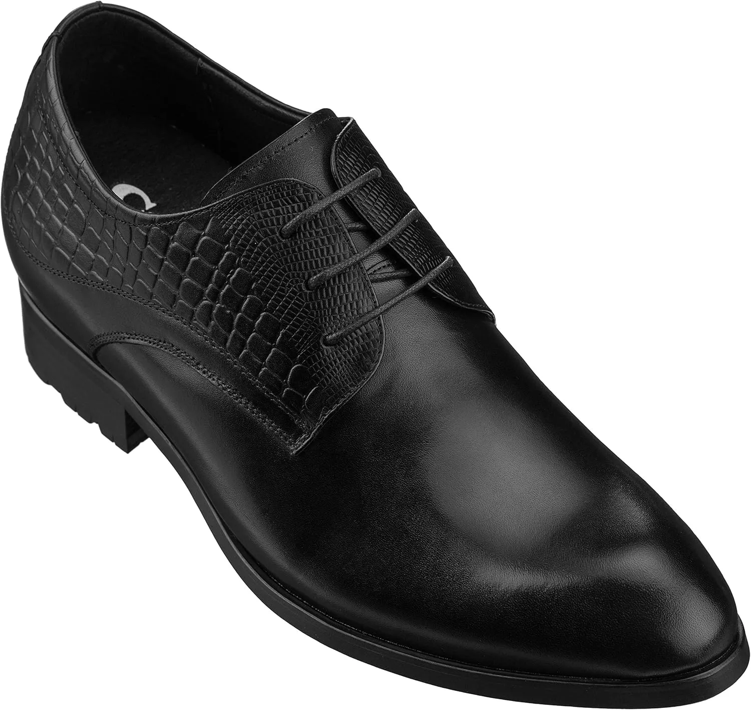 CALTO Mens Elevator Shoes 3 Inches Taller - Height Increasing Black Dress Oxfords - A329011 - Discreet Heels Insole Built-in - A329011 - Size 7 D US