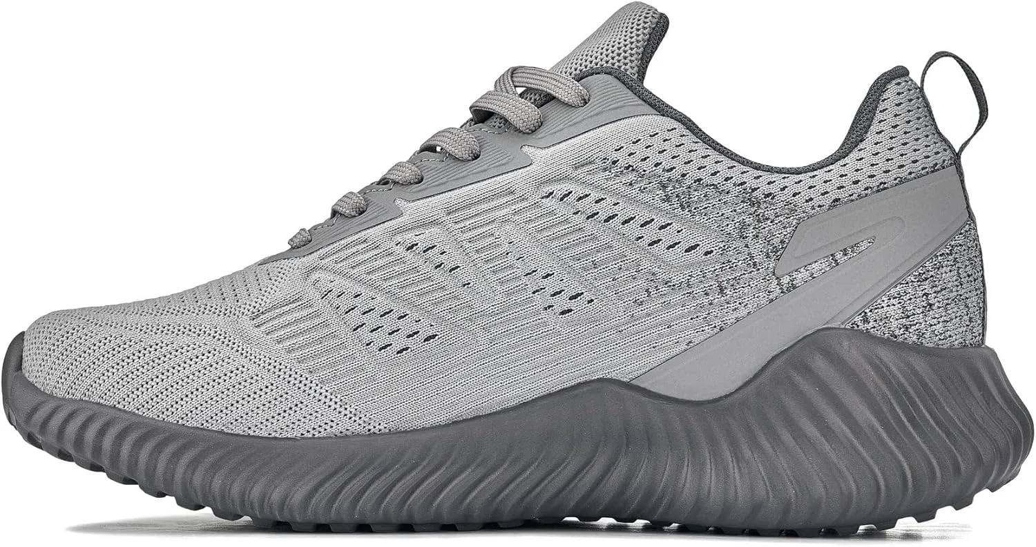 CALTO Men's Invisible Height Increasing Elevator Shoes - Cement/Pewter Ultra Lightweight Sporty Sneakers - 2.4 Inches Taller - Q221 - Size 10 D(M) US