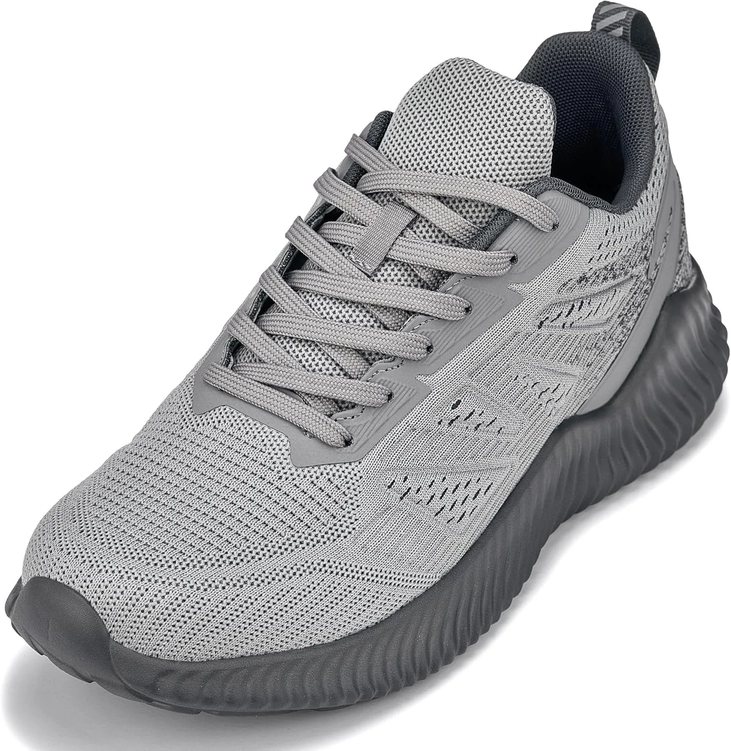 CALTO Men's Invisible Height Increasing Elevator Shoes - Cement/Pewter Ultra Lightweight Sporty Sneakers - 2.4 Inches Taller - Q221 - Size 10 D(M) US