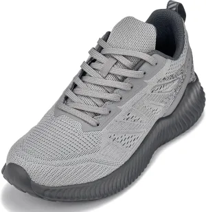 CALTO Men's Invisible Height Increasing Elevator Shoes - Cement/Pewter Ultra Lightweight Sporty Sneakers - 2.4 Inches Taller - Q221 - Size 10 D(M) US