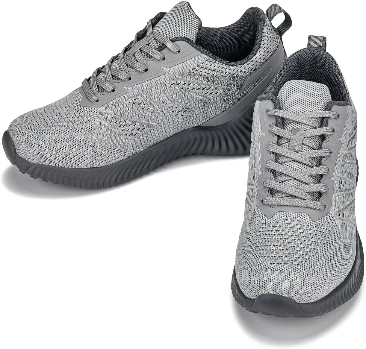 CALTO Men's Invisible Height Increasing Elevator Shoes - Cement/Pewter Ultra Lightweight Sporty Sneakers - 2.4 Inches Taller - Q221 - Size 10 D(M) US