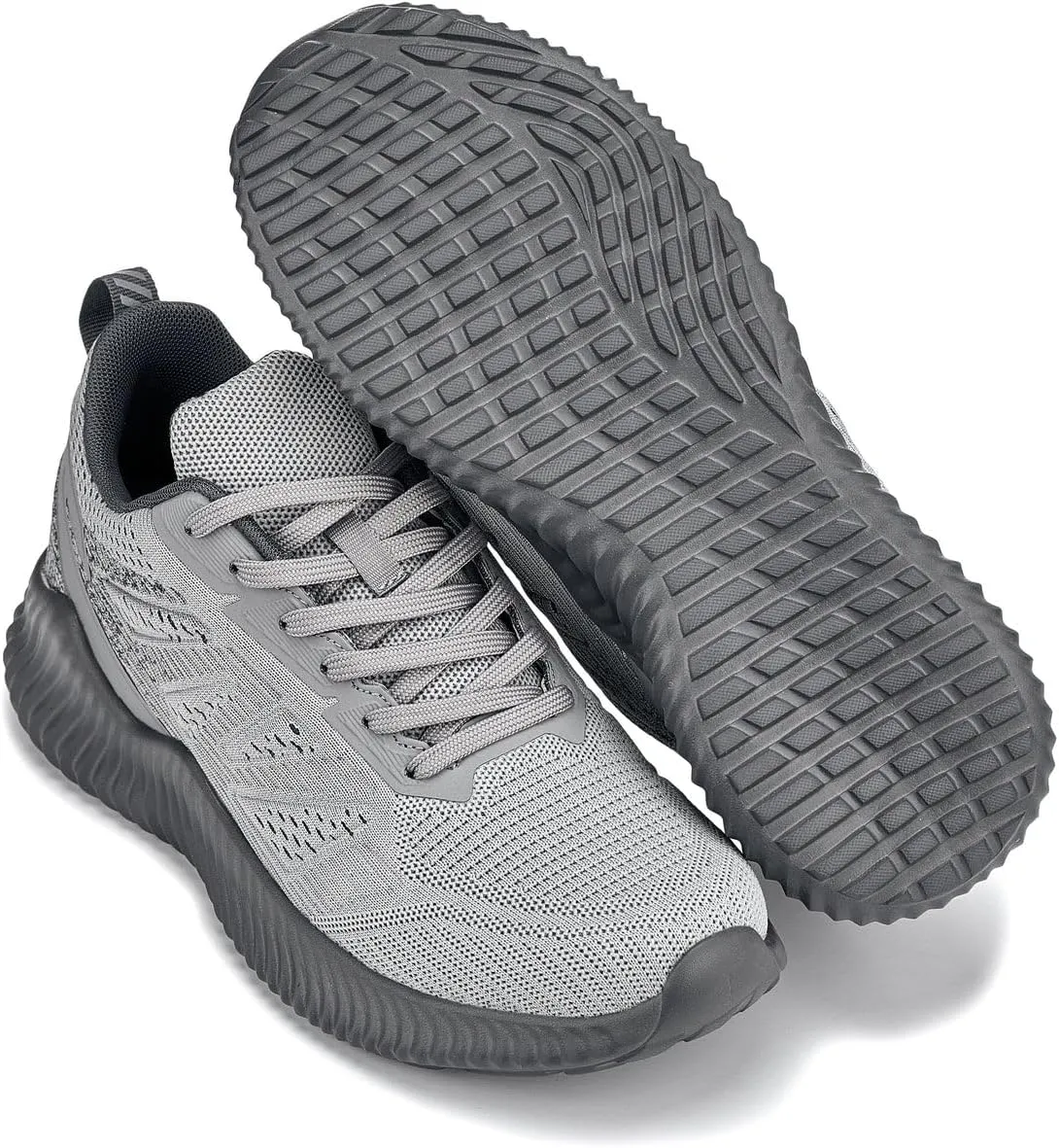 CALTO Men's Invisible Height Increasing Elevator Shoes - Cement/Pewter Ultra Lightweight Sporty Sneakers - 2.4 Inches Taller - Q221 - Size 10 D(M) US