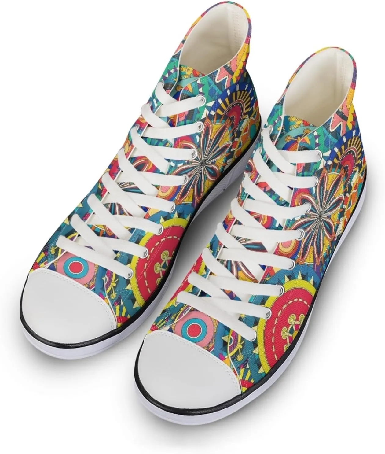 Canvas Shoes for Women Lightweight High Top Sneakers Teens Girls Cute Printed Lace Up Casual Classic Walking Shoes
