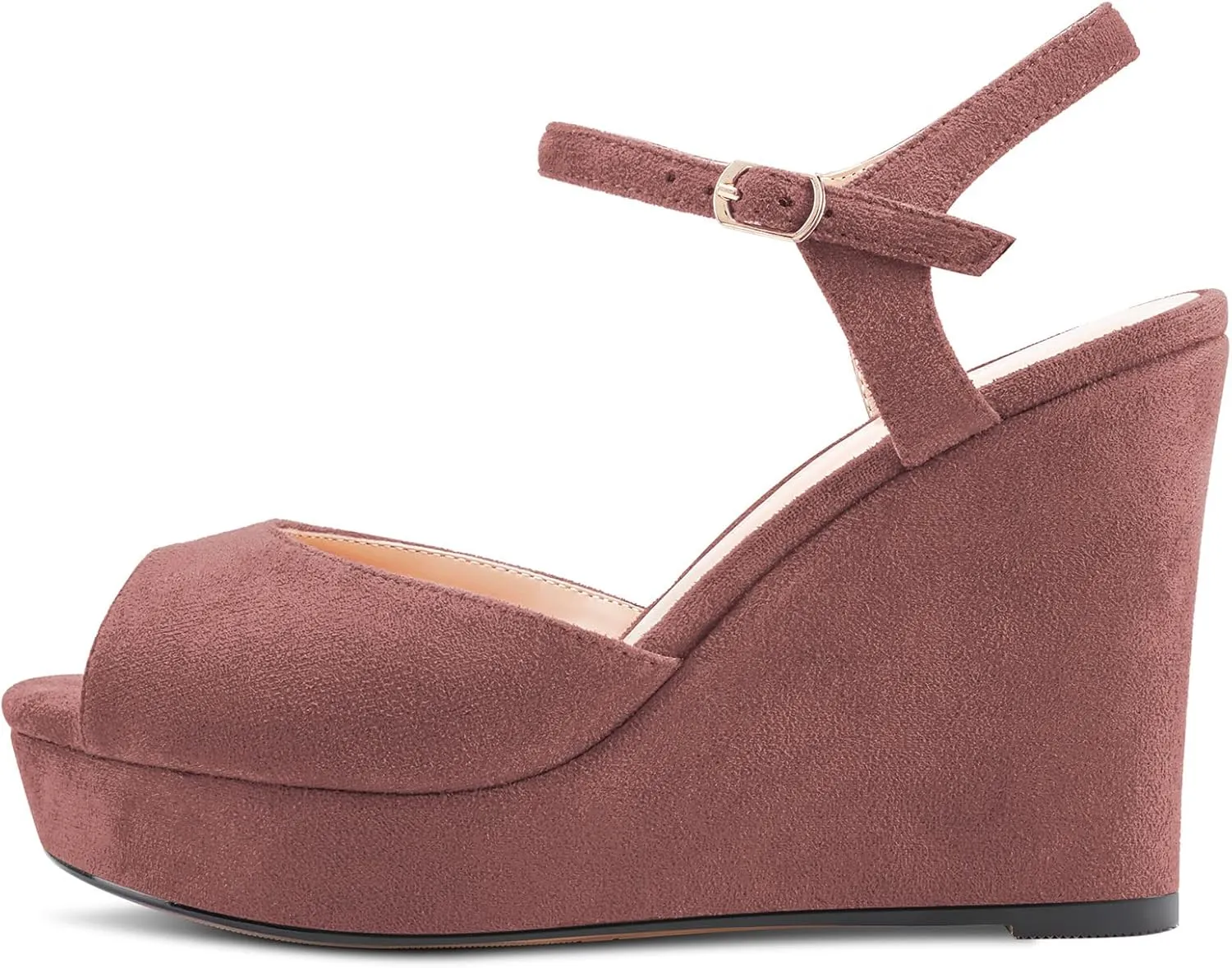 Castamere Women Chunky Block High Wedge Platform Heel Peep Open Toe Ankle Strap Sandals Slingback Buckle Classic 3.9 Inches Heels