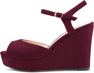 Castamere Women Chunky Block High Wedge Platform Heel Peep Open Toe Ankle Strap Sandals Slingback Buckle Classic 3.9 Inches Heels