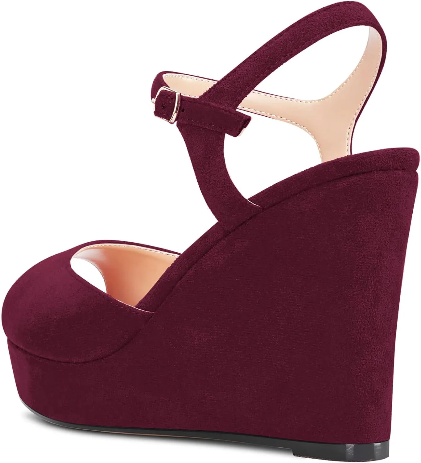 Castamere Women Chunky Block High Wedge Platform Heel Peep Open Toe Ankle Strap Sandals Slingback Buckle Classic 3.9 Inches Heels
