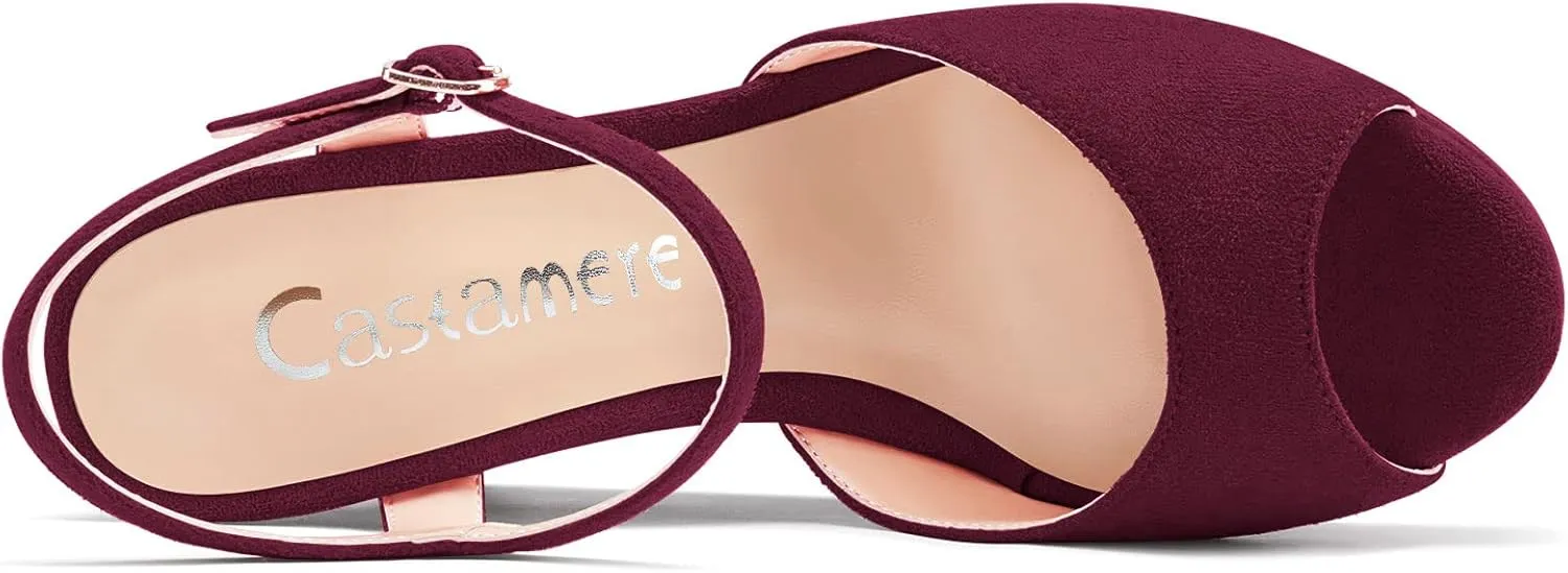 Castamere Women Chunky Block High Wedge Platform Heel Peep Open Toe Ankle Strap Sandals Slingback Buckle Classic 3.9 Inches Heels
