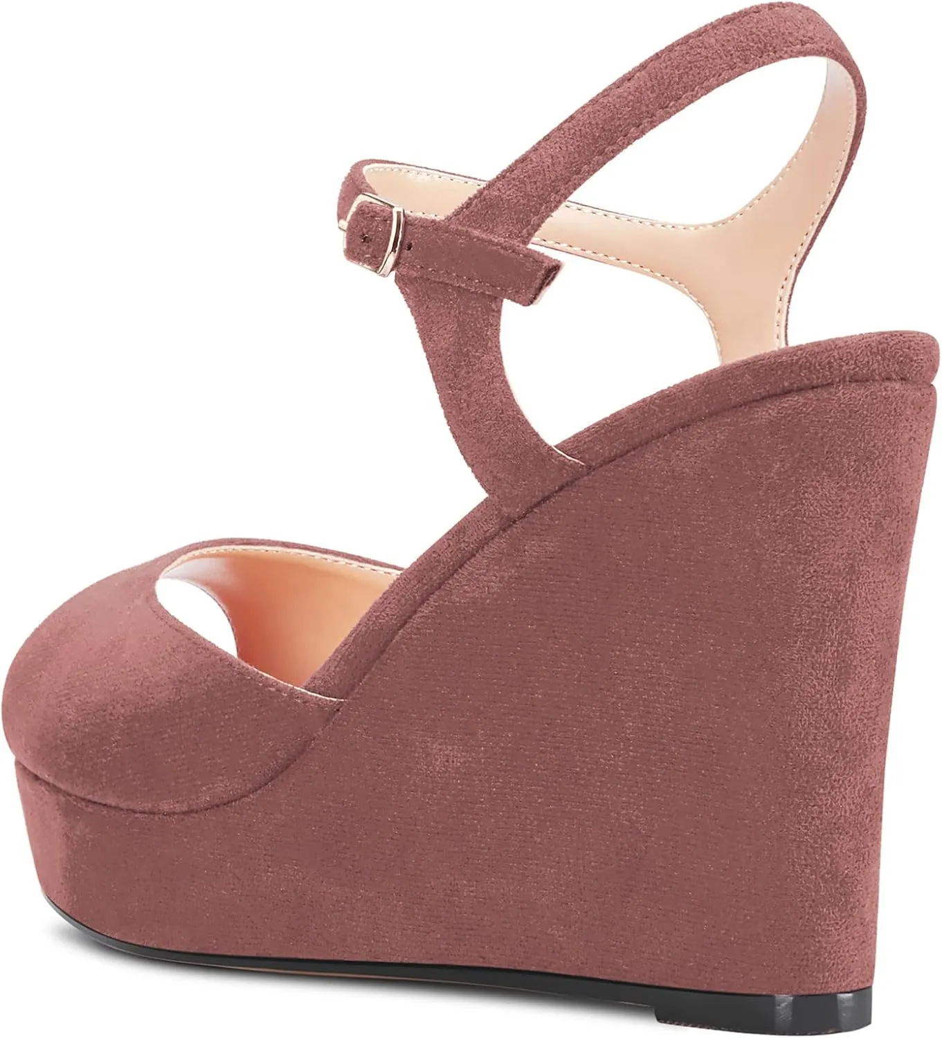 Castamere Women Chunky Block High Wedge Platform Heel Peep Open Toe Ankle Strap Sandals Slingback Buckle Classic 3.9 Inches Heels