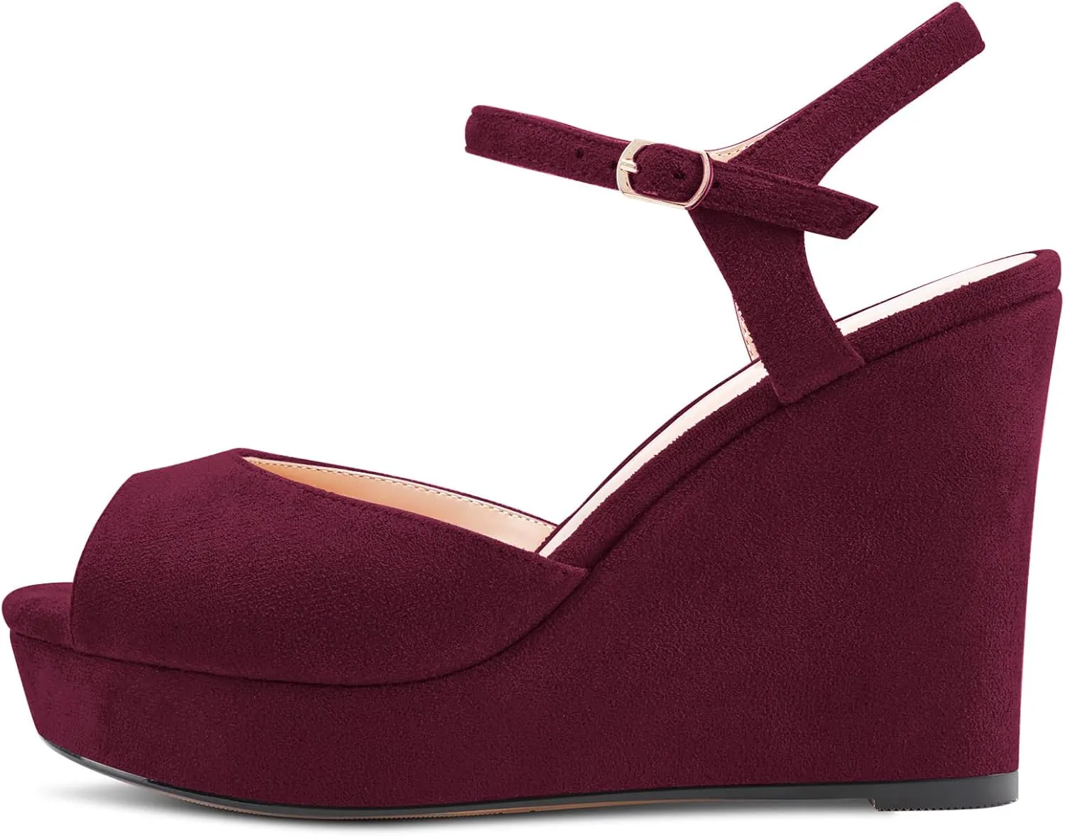 Castamere Women Chunky Block High Wedge Platform Heel Peep Open Toe Ankle Strap Sandals Slingback Buckle Classic 3.9 Inches Heels