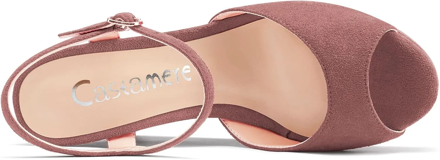 Castamere Women Chunky Block High Wedge Platform Heel Peep Open Toe Ankle Strap Sandals Slingback Buckle Classic 3.9 Inches Heels