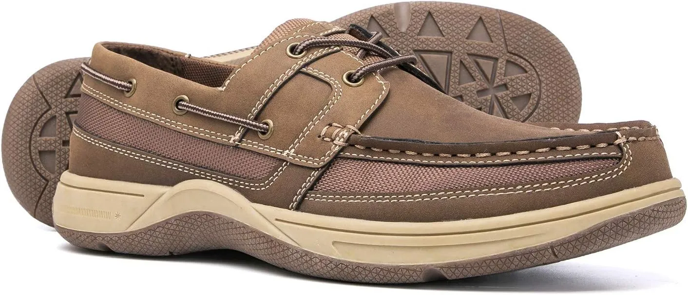 Casual Boat Slip on Shoes for Men - Durable Memory Foam Comfort Boat Shoes Men - Rubber Sole, Faux Leather and Lace-Up Mens Casual Shoes
