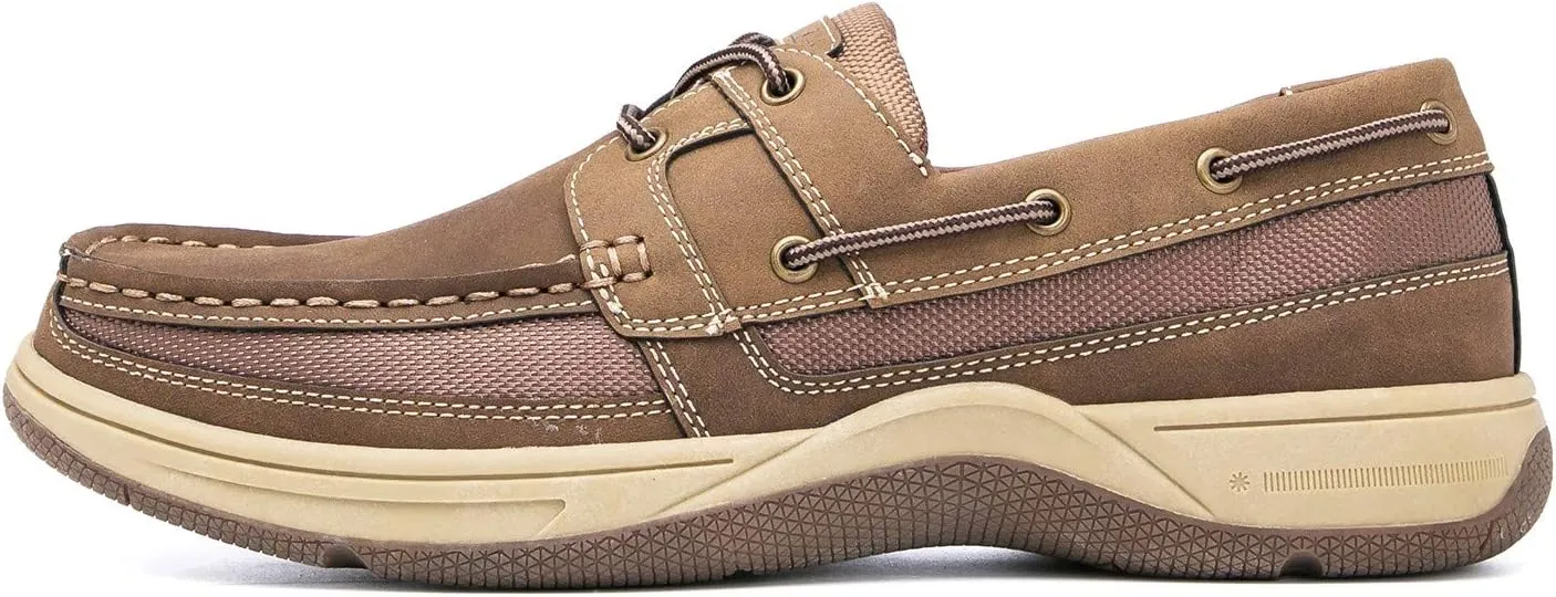 Casual Boat Slip on Shoes for Men - Durable Memory Foam Comfort Boat Shoes Men - Rubber Sole, Faux Leather and Lace-Up Mens Casual Shoes