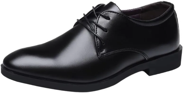 Casual Business Oxford Leather Shoes Dress Shoes for Men Lace Up Pointed Toe Dress Shoes Cowhide Low Top Non Slip Anti-Slip Classic
