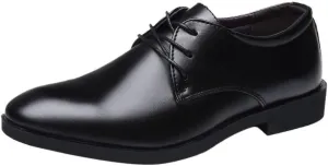 Casual Business Oxford Leather Shoes Dress Shoes for Men Lace Up Pointed Toe Dress Shoes Cowhide Low Top Non Slip Anti-Slip Classic