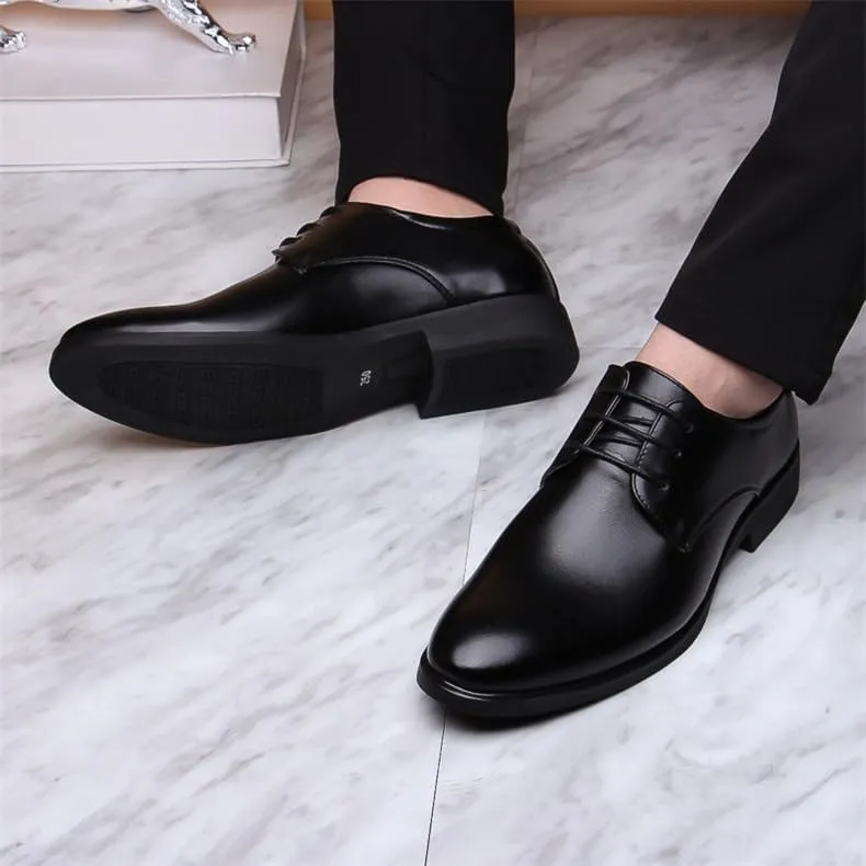 Casual Business Oxford Leather Shoes Dress Shoes for Men Lace Up Pointed Toe Dress Shoes Cowhide Low Top Non Slip Anti-Slip Classic