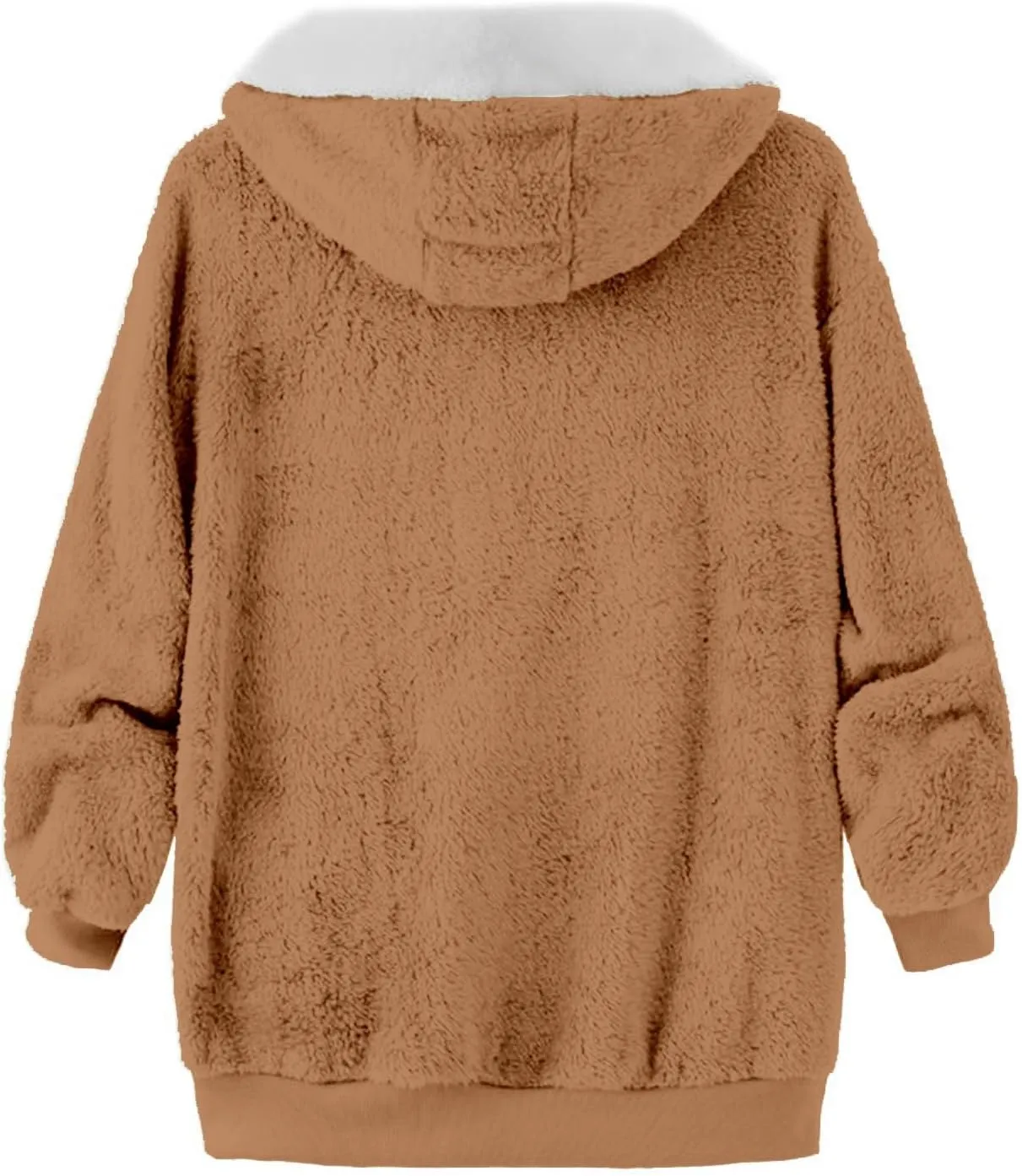 Casual Full Zip Sherpa Hoodies for Women Fleece Warm Soft Oversized Sweatshirts Drawstring Long Sleeve Winter Jackets
