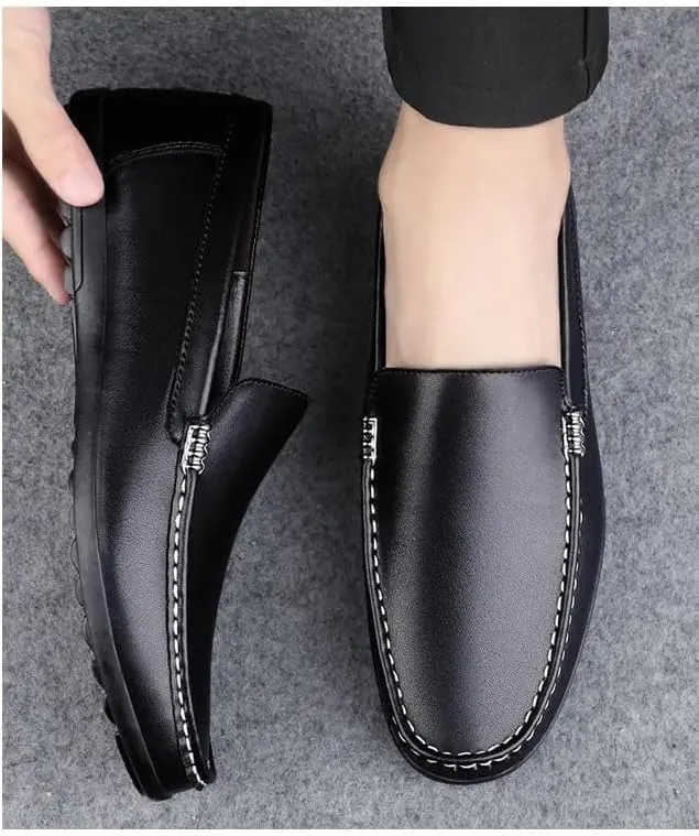 Casual Loafers for Men Vegan Leather Working Casual Round Toe Anti-Slip Non Slip Resistant Office Slip On