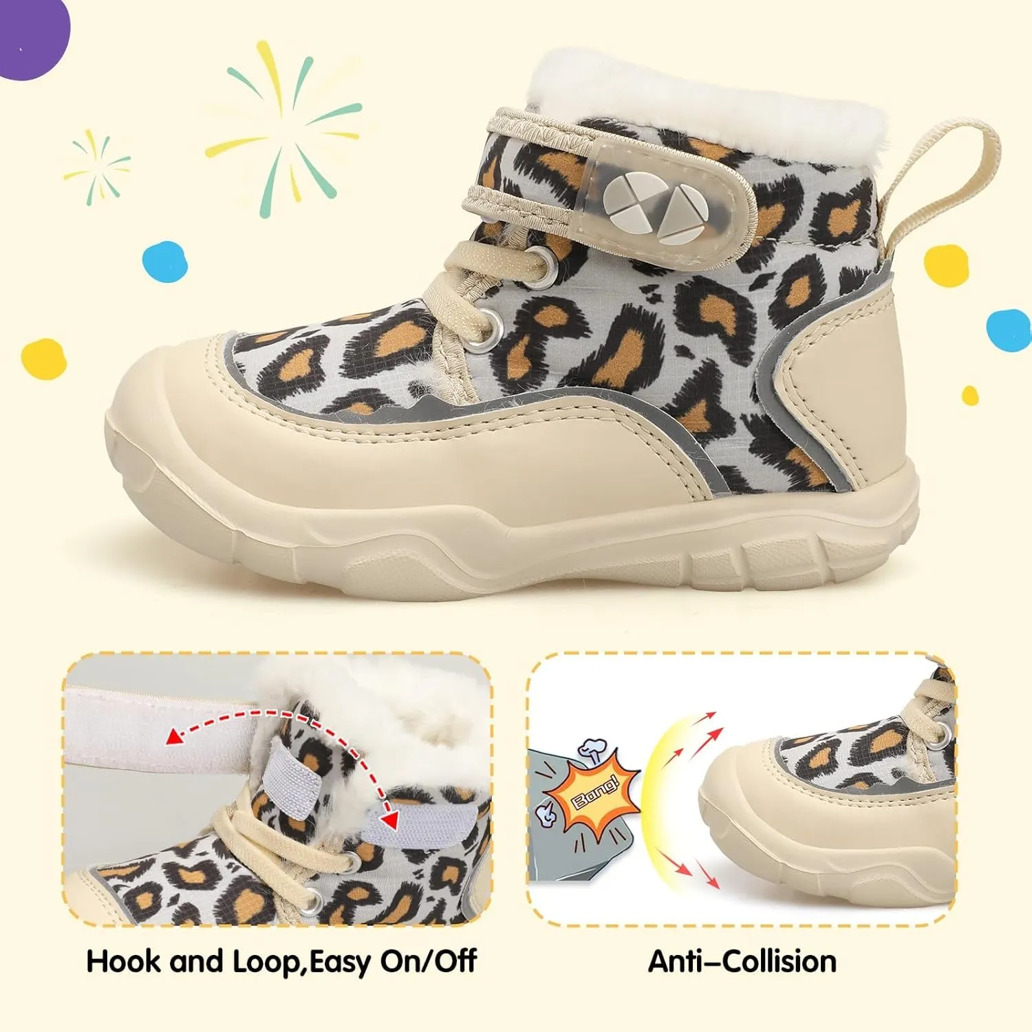 Centipede Demon Toddler Boots Boys Girls Winter Boots Waterproof Fleece Kids Snow Boots Faux Fur Booties Warm Walking Shoes for Indoor Outdoor