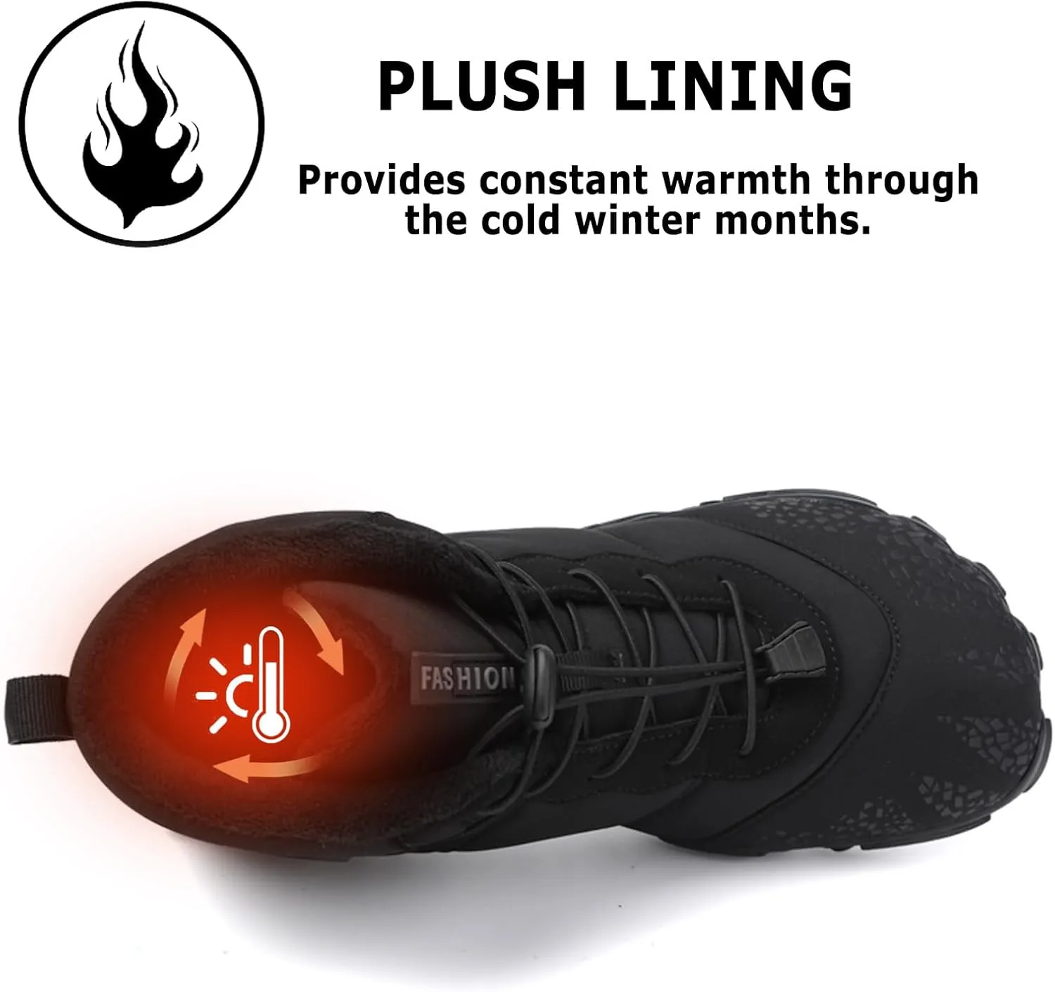 CERYTHRINA Men Women Barefoot Shoes Winter Wide Toe Box Walking Boots Plush Lined Warm Snow Boots Outdoor Anti-Slip Ankle Boots