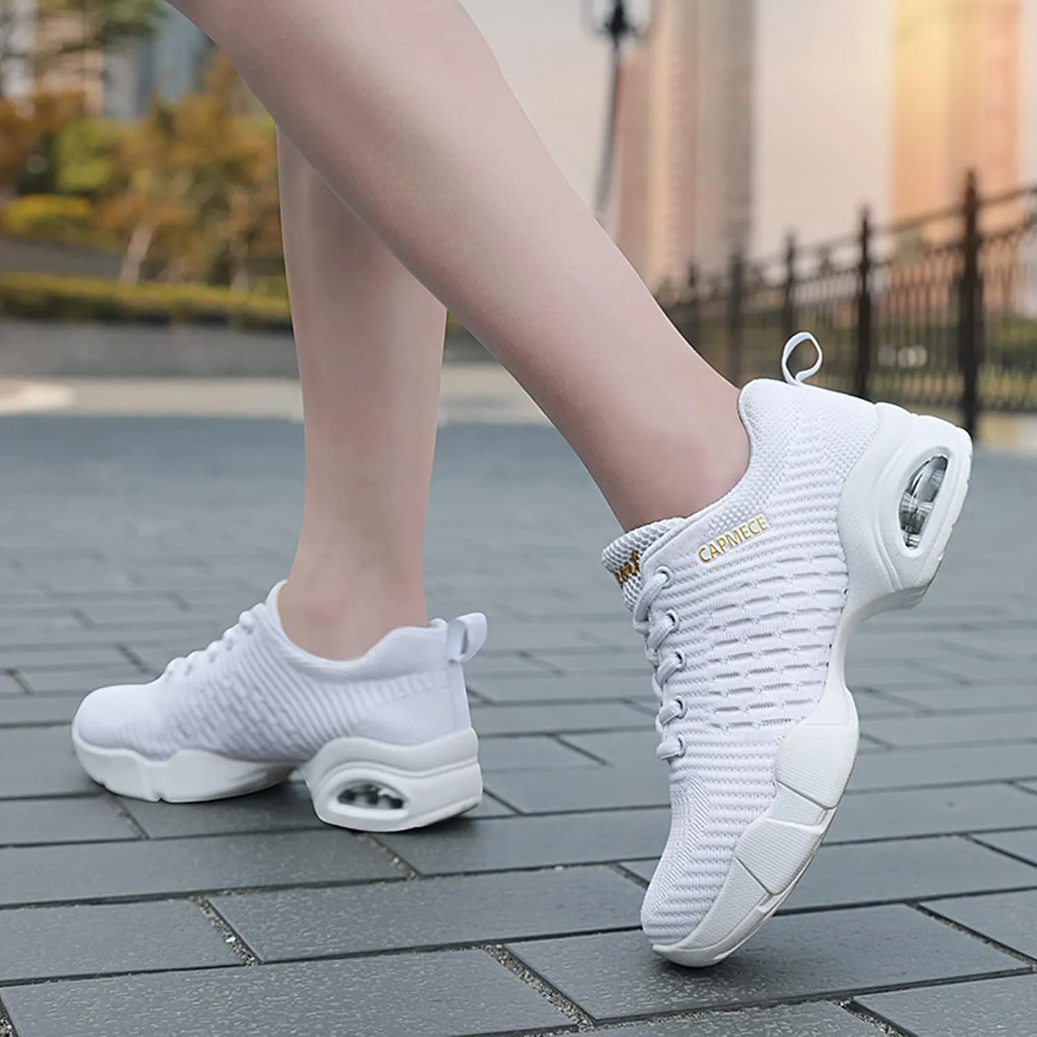 CERYTHRINA Women's Jazz Shoes Lace-up Sneakers Modern Dance Shoes Platform Walking Dance Shoes