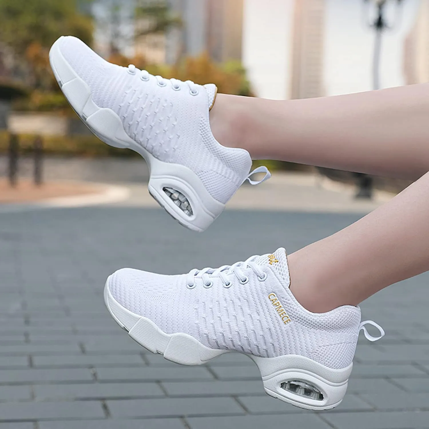CERYTHRINA Women's Jazz Shoes Lace-up Sneakers Modern Dance Shoes Platform Walking Dance Shoes