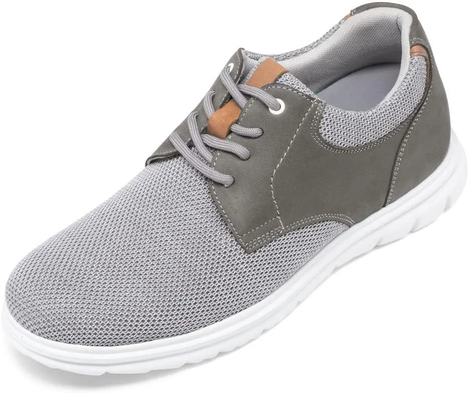 CHAMARIPA Men Elevator Sneakers Sports Shoes Mesh Lace up Shoes Light Weight Height Increasing Shoes Hidden Heel Trainers