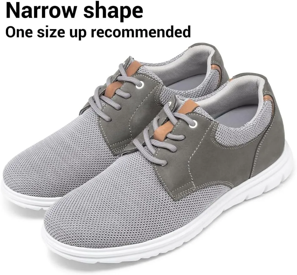 CHAMARIPA Men Elevator Sneakers Sports Shoes Mesh Lace up Shoes Light Weight Height Increasing Shoes Hidden Heel Trainers