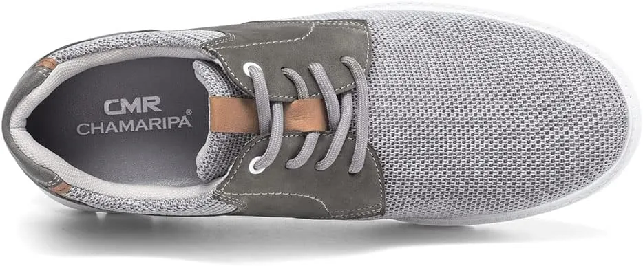 CHAMARIPA Men Elevator Sneakers Sports Shoes Mesh Lace up Shoes Light Weight Height Increasing Shoes Hidden Heel Trainers