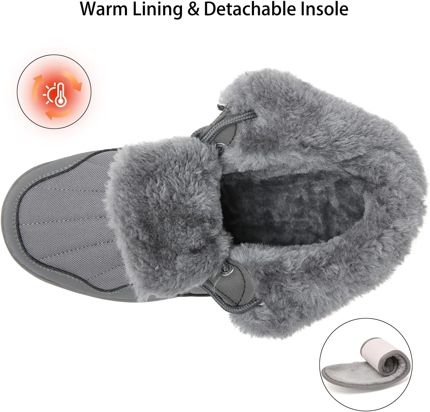 ChayChax Women's Winter Snow Boots with Fur Lined Lightweight Ankle Booties Anti Slip Comfortable Warm Winter Shoes