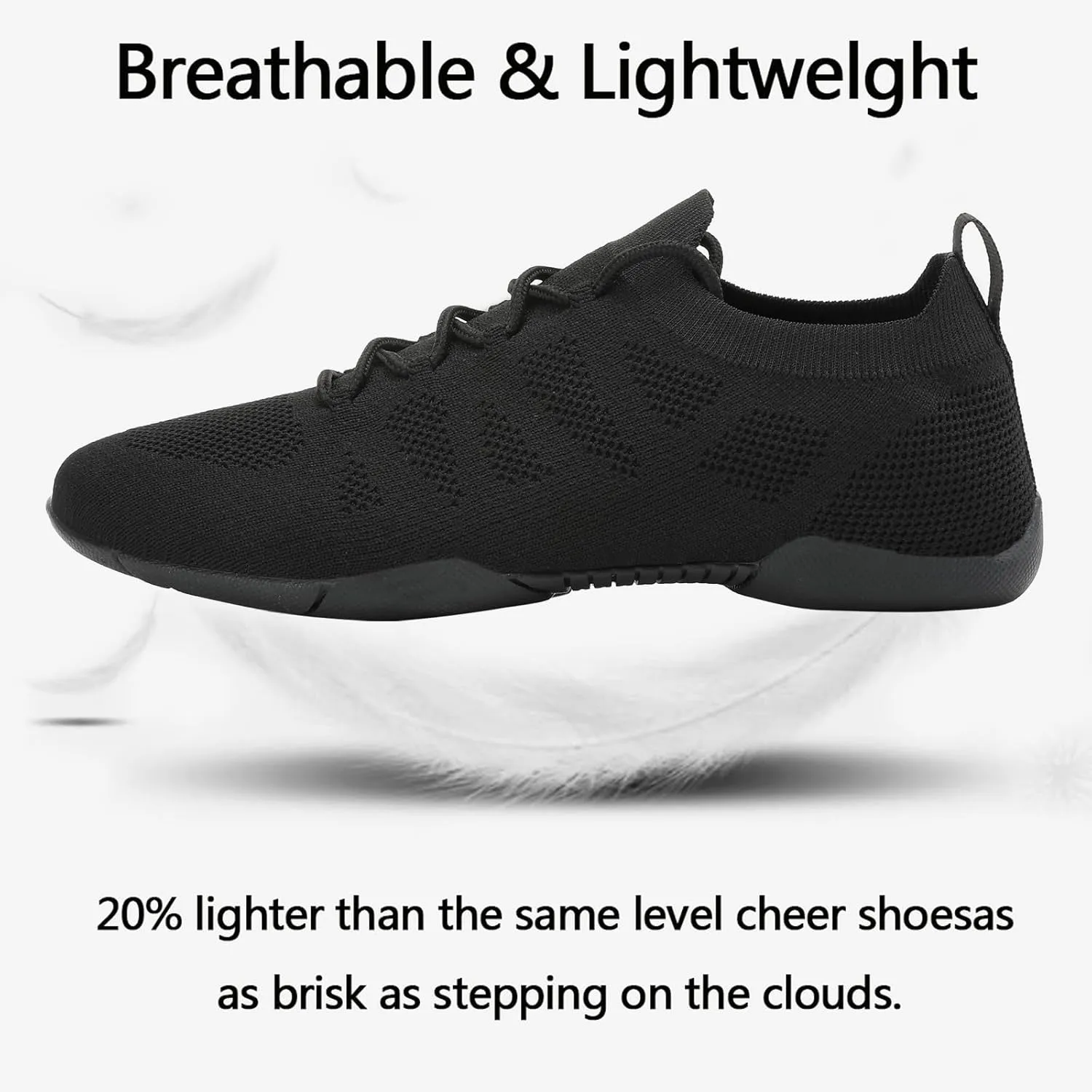 Cheer Shoes Girls White Cheerleading Shoes Breathable Youth Cheer Training Competition Sneakers Athletic Lightweight Comfortable Black Cheer Shoes