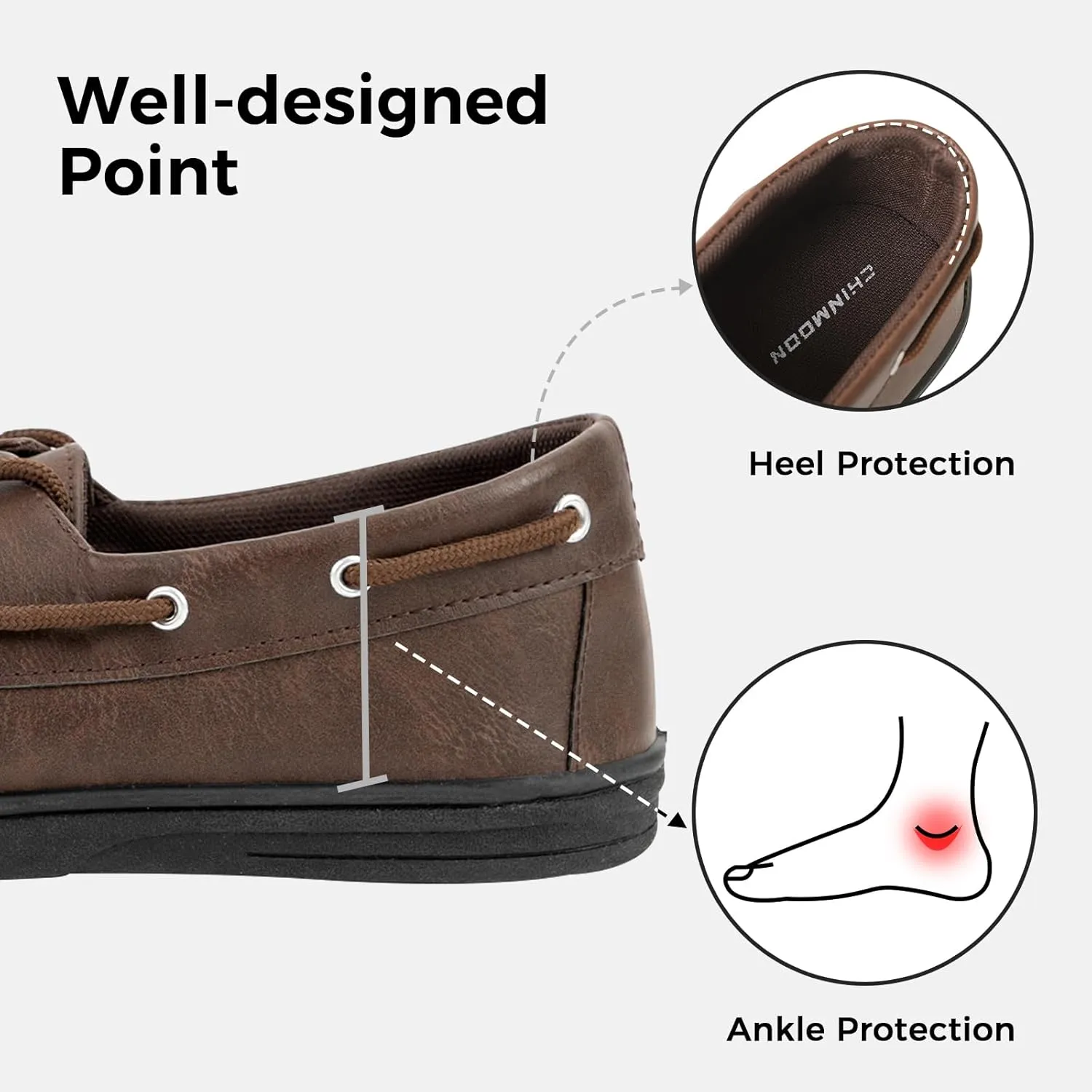 CHIN·MOON Men's Penny Loafers Slip-Ons Casual Boat Driving Walking Shoes Waterproof PU Footwear