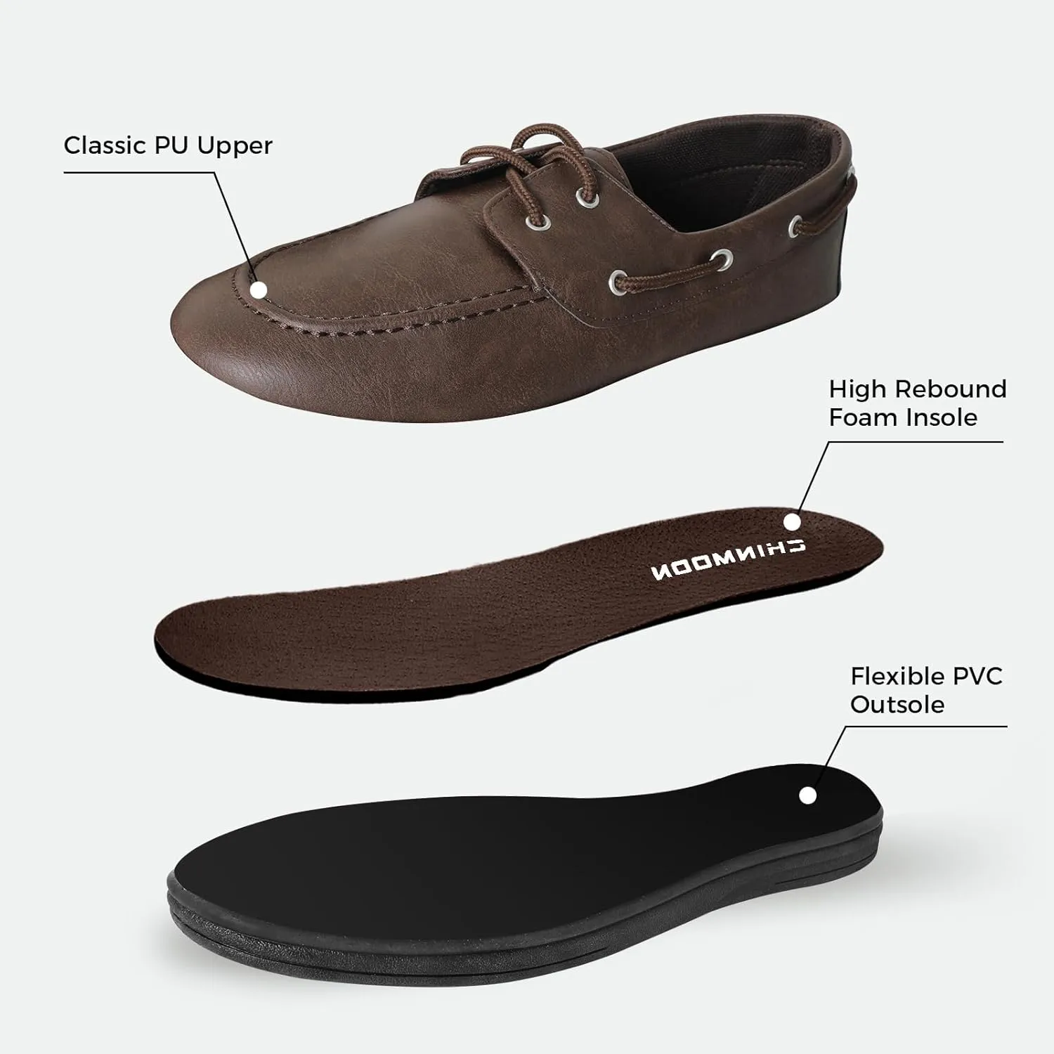 CHIN·MOON Men's Penny Loafers Slip-Ons Casual Boat Driving Walking Shoes Waterproof PU Footwear