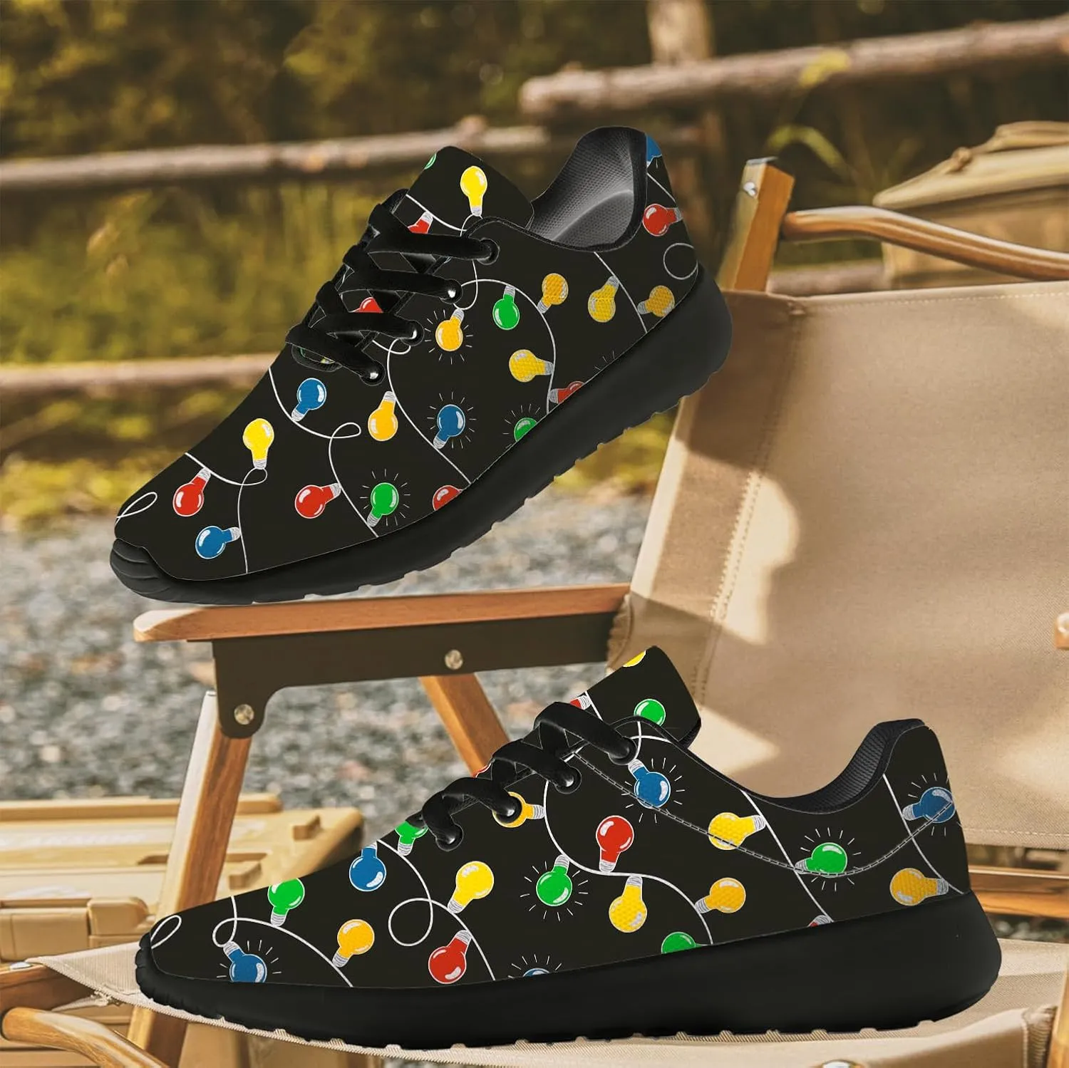 Christmas Lights Shoes for Women Men Running Tennis Shoes Christmas Sneakers Gifts for Women Men