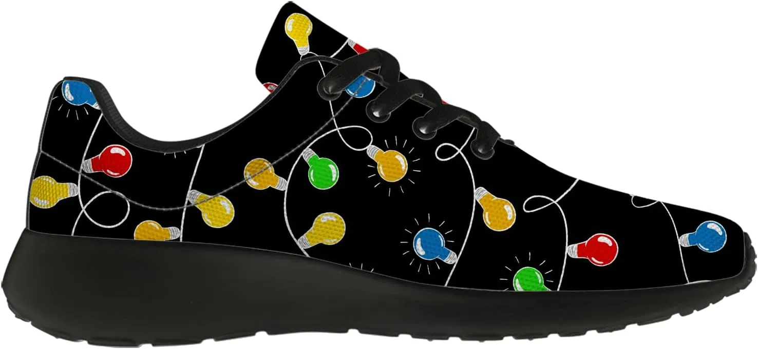 Christmas Lights Shoes for Women Men Running Tennis Shoes Christmas Sneakers Gifts for Women Men