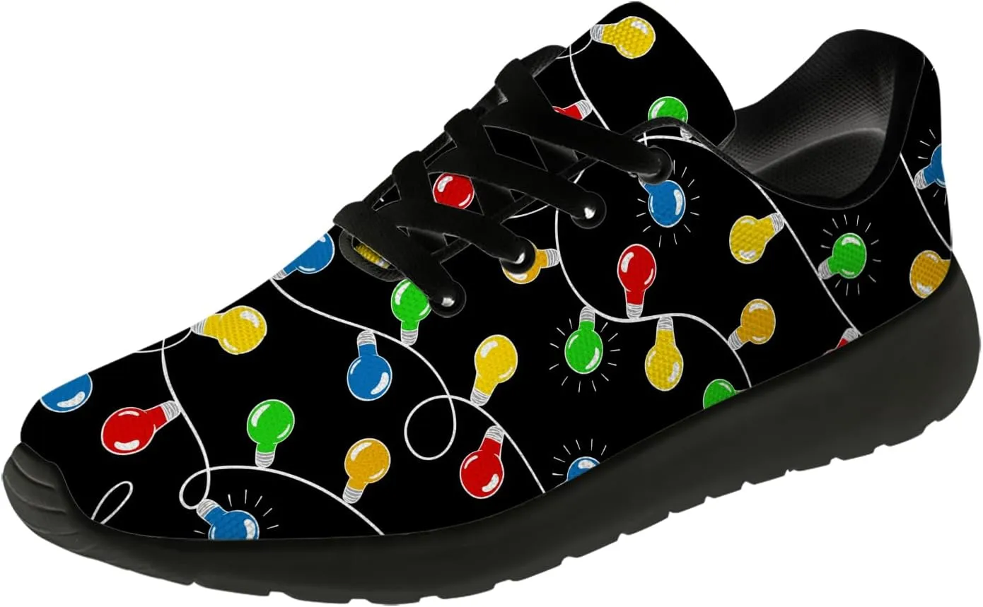 Christmas Lights Shoes for Women Men Running Tennis Shoes Christmas Sneakers Gifts for Women Men