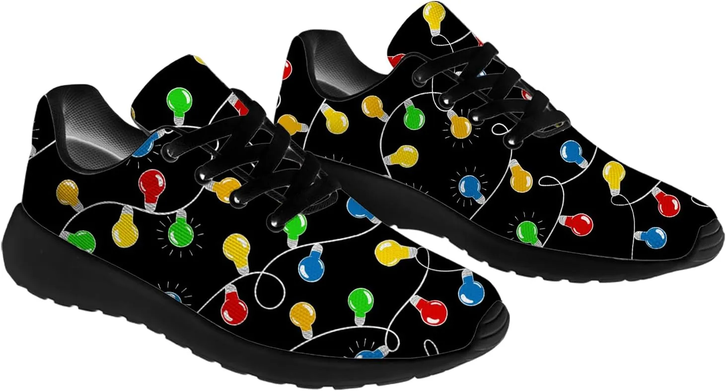 Christmas Lights Shoes for Women Men Running Tennis Shoes Christmas Sneakers Gifts for Women Men