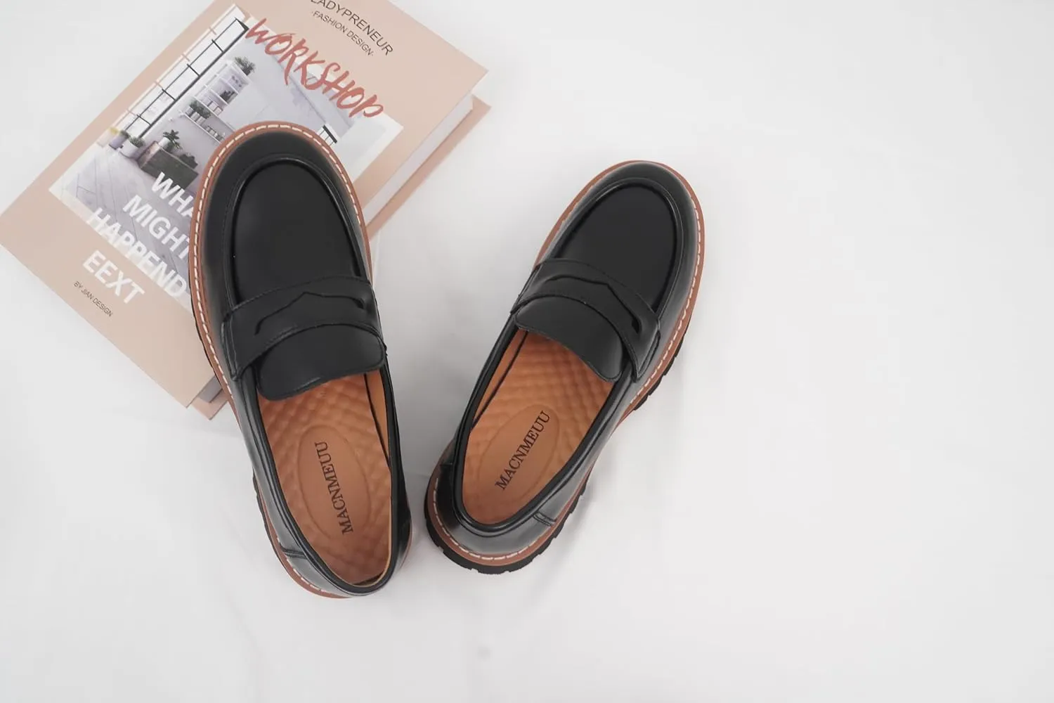 Chunky Loafers Women Platform Loafers for Women Chunky Heel Lug Sole Loafers for Women Slip ons Round Toe