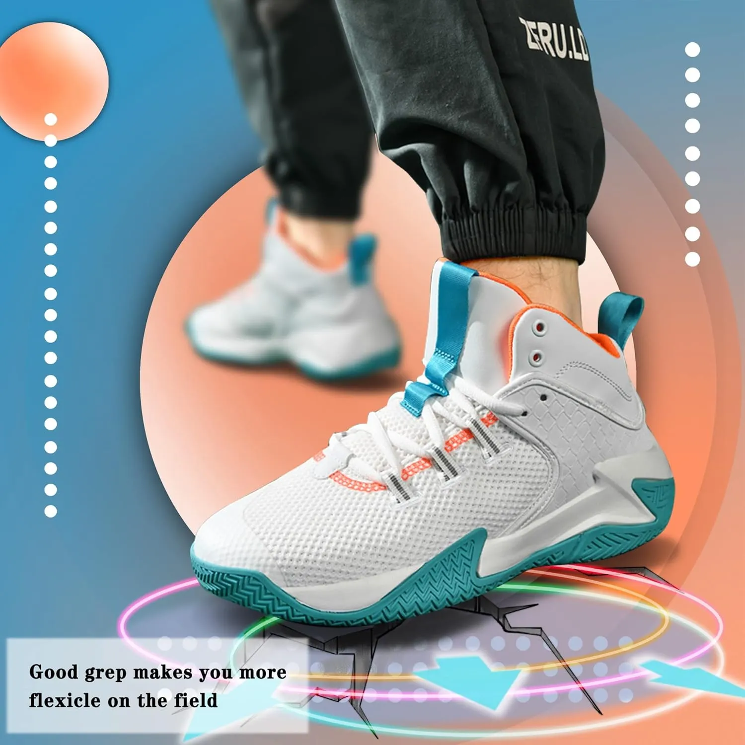 CJSPORX Mens Basketball Shoes Breathable Non Slip Running Fashion Sneakers
