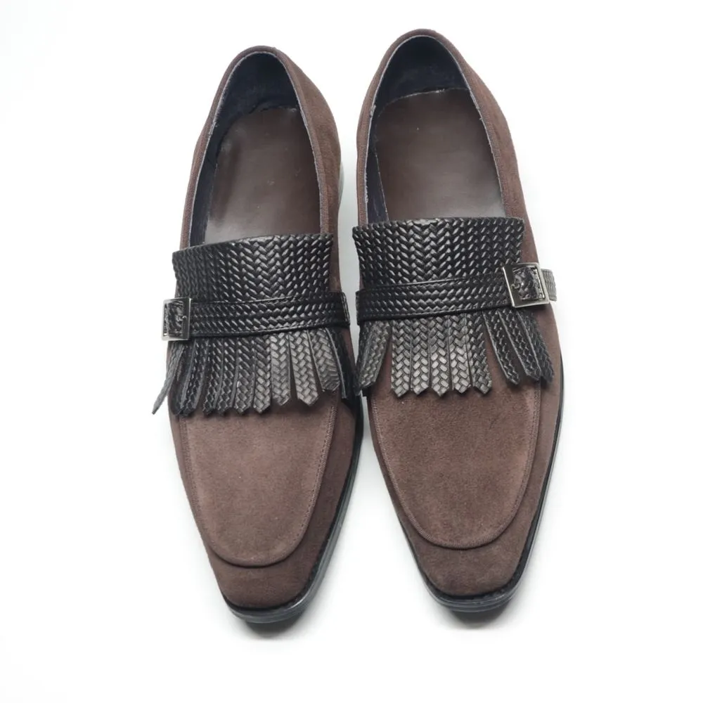 Classic Leather Frosted Loafers Men's Pointed Casual Leather Shoes
