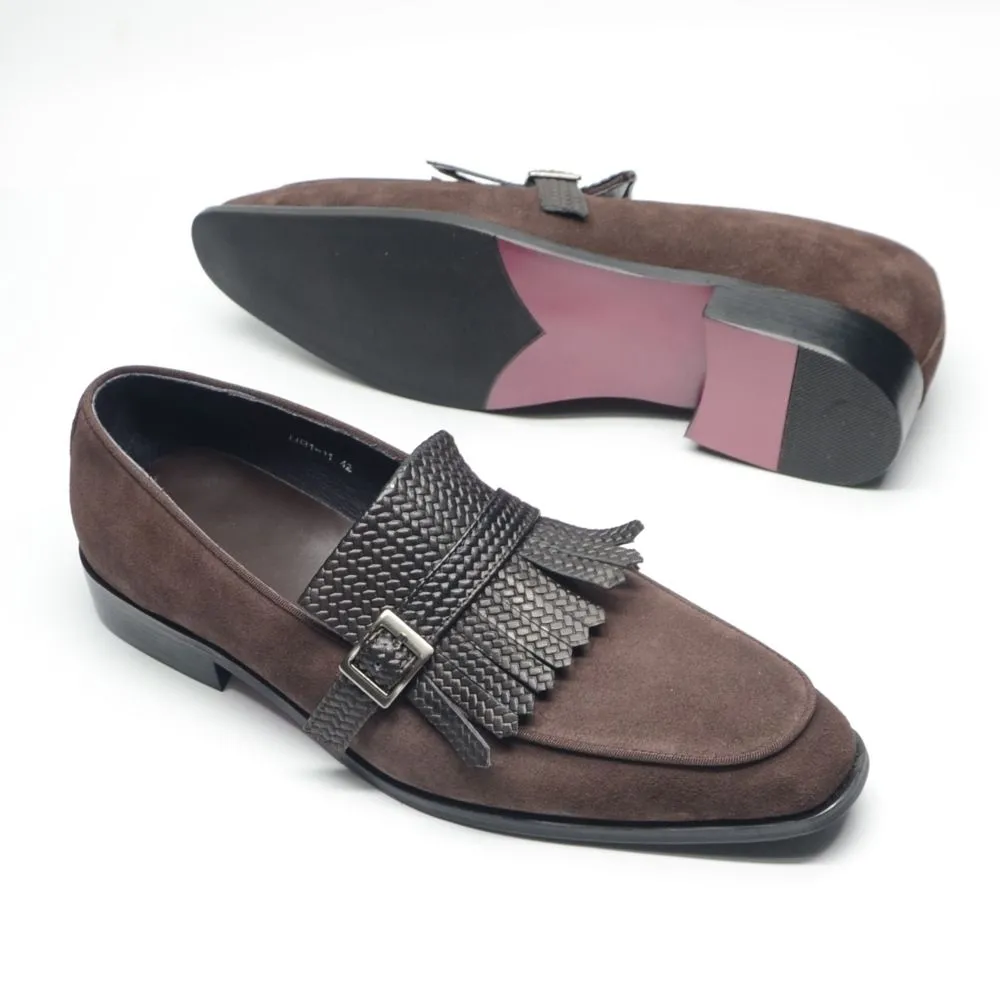 Classic Leather Frosted Loafers Men's Pointed Casual Leather Shoes