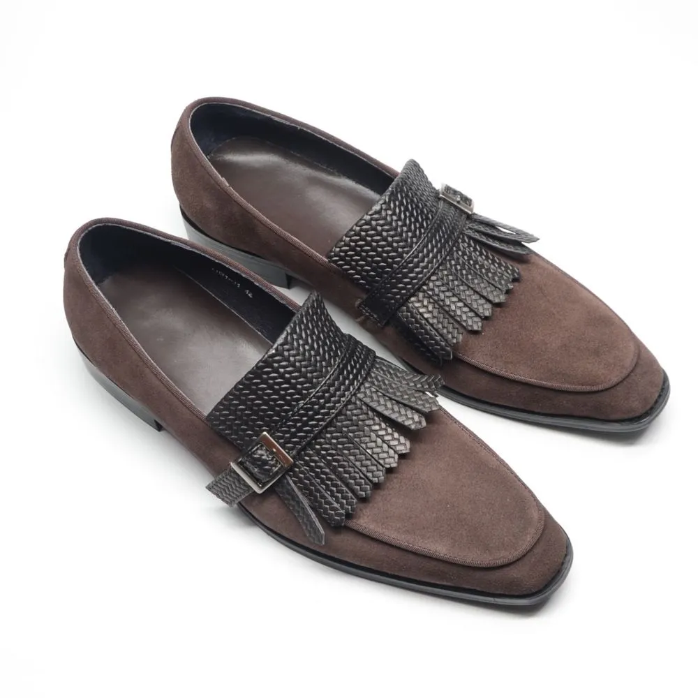 Classic Leather Frosted Loafers Men's Pointed Casual Leather Shoes