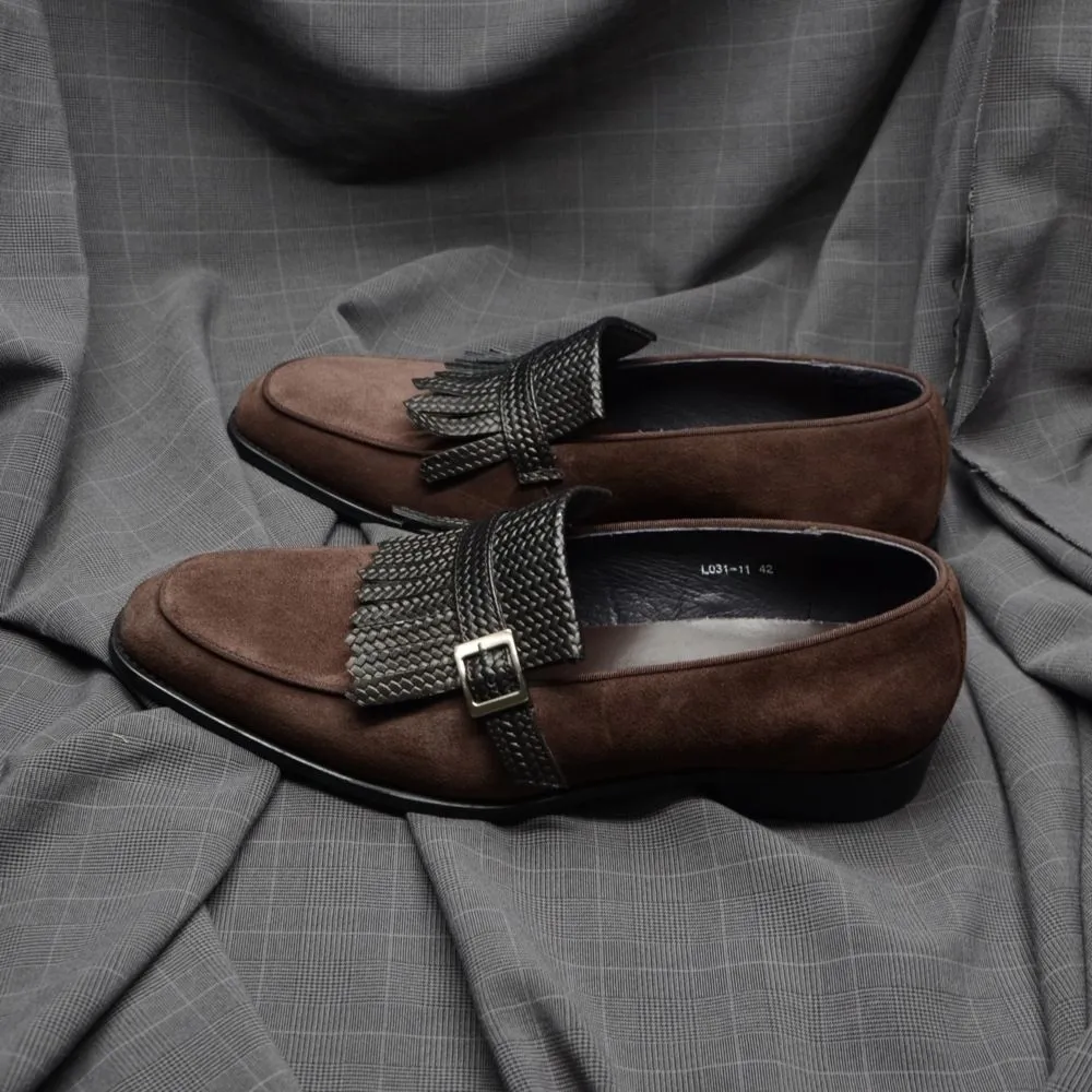 Classic Leather Frosted Loafers Men's Pointed Casual Leather Shoes