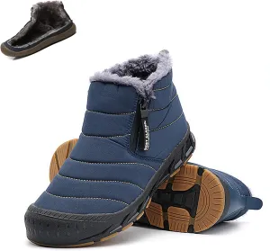 CLOUDEMO Snow Boots Mens Waterproof Winter Boots, Winter Shoes Men, Fur Lined Warm Slip Ankle Boots Zipper Closure Slip on Outdoor Boot Comfortable Walking Shoes