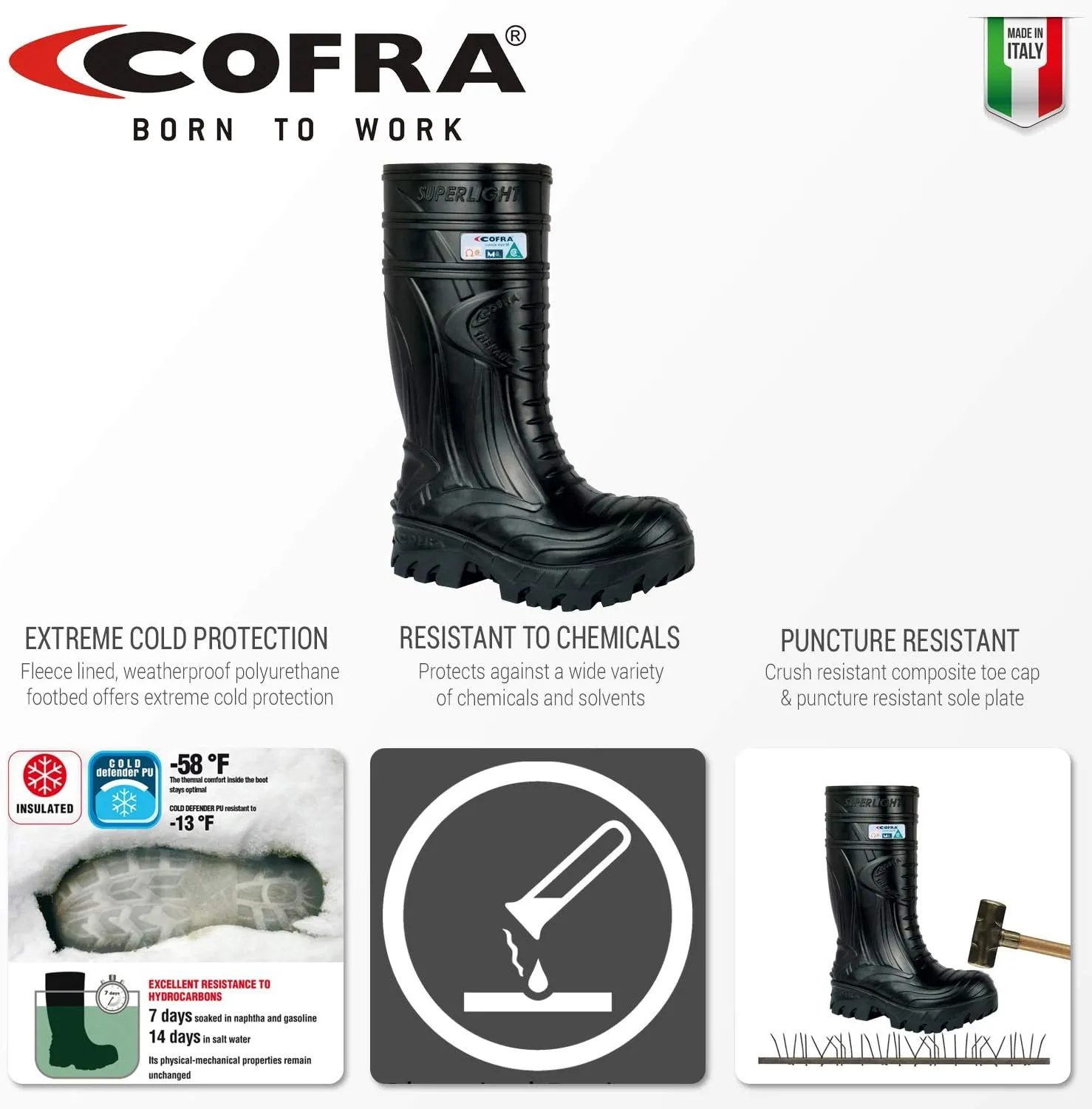 Cofra 00040-CU3.W11 Thermic Metguard EH PR Safety Boots, 11, Black