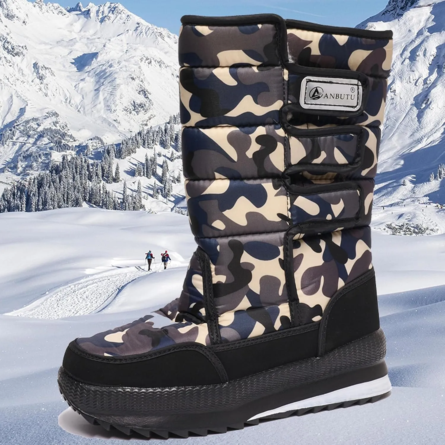 Cold Proof Mid Calf Snow Boots for Men Water Proof Thick Bottom Insulated Winter Boots Mens Hiking Shoes Light Weight