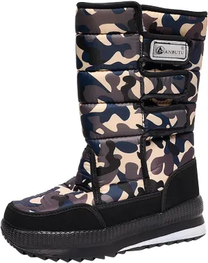Cold Proof Mid Calf Snow Boots for Men Water Proof Thick Bottom Insulated Winter Boots Mens Hiking Shoes Light Weight