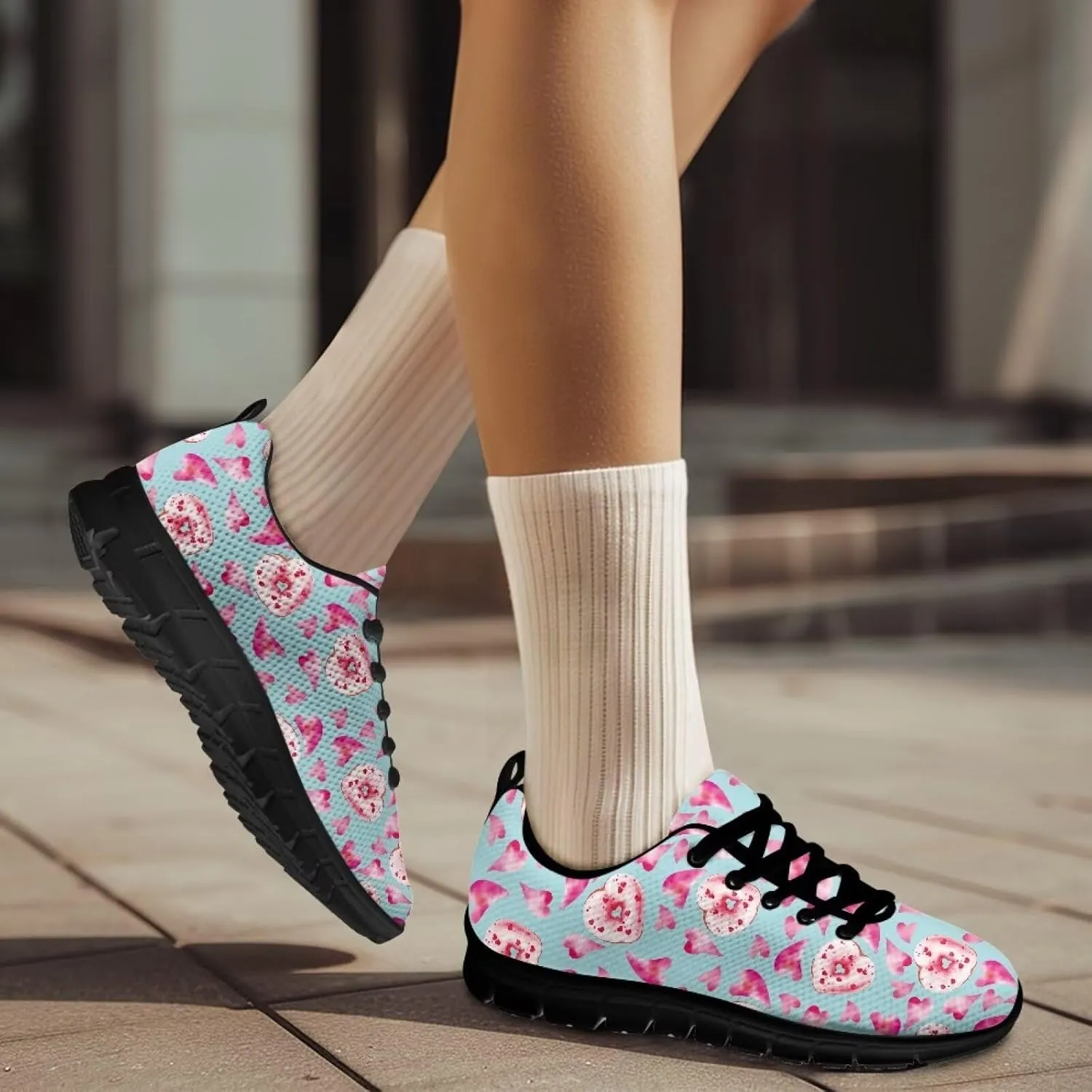 Coloranimal Road Running Sneakers for Unisex Women Men Lace-up Athletic Trainers Footwear