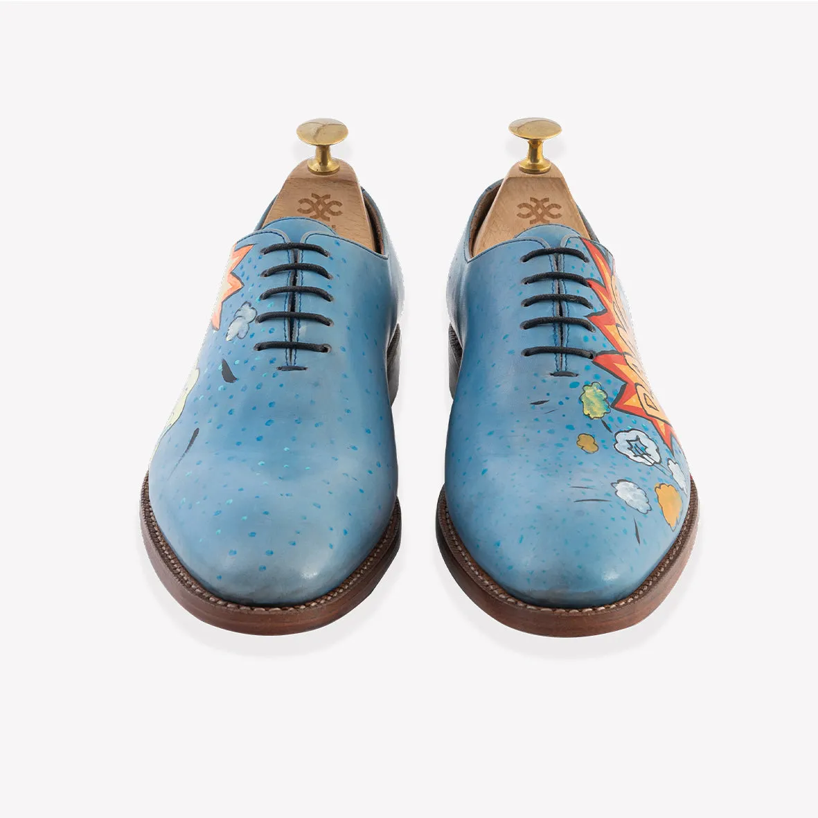 Comic Arctic Blue Wholecut Oxfords - Made to Order