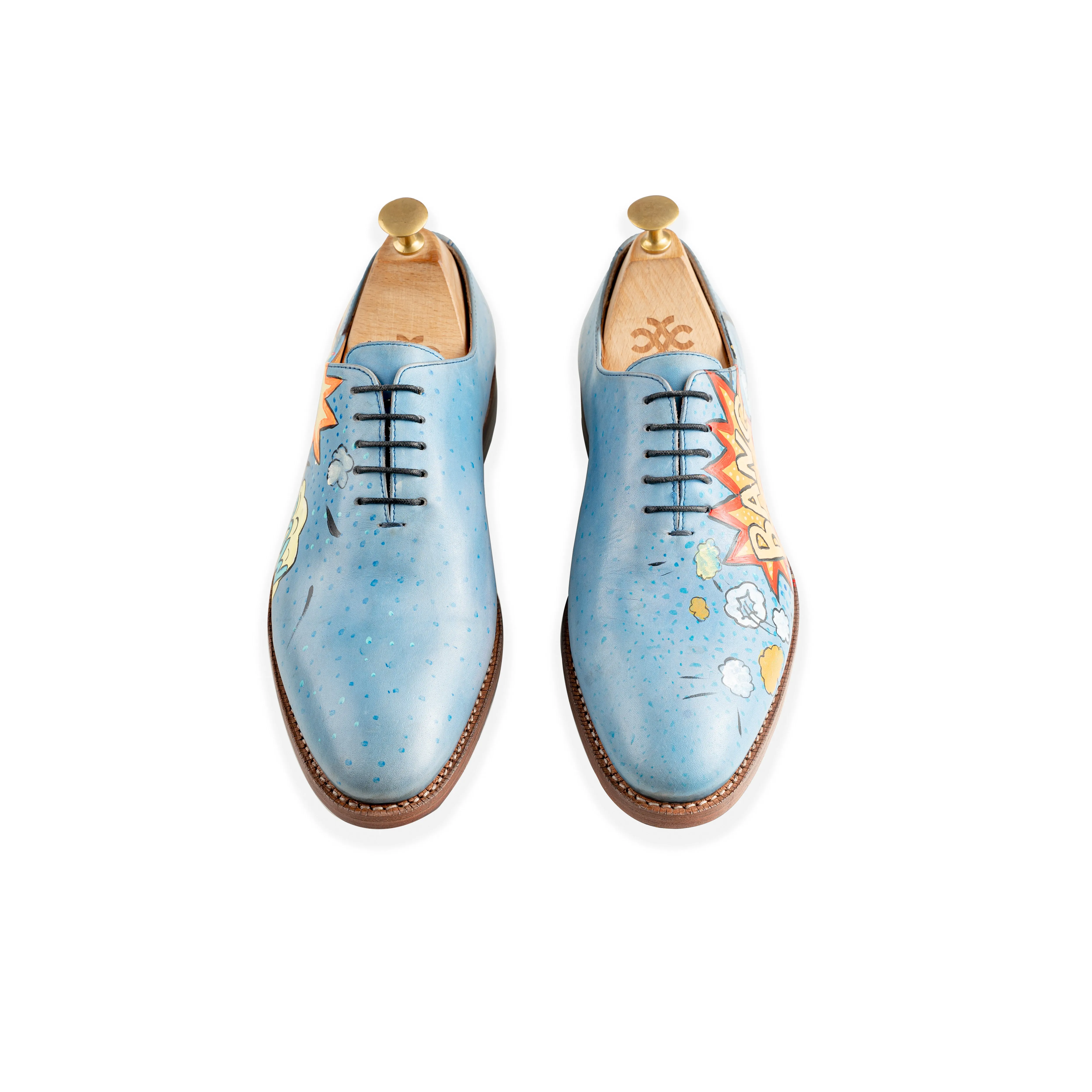 Comic Arctic Blue Wholecut Oxfords - Made to Order