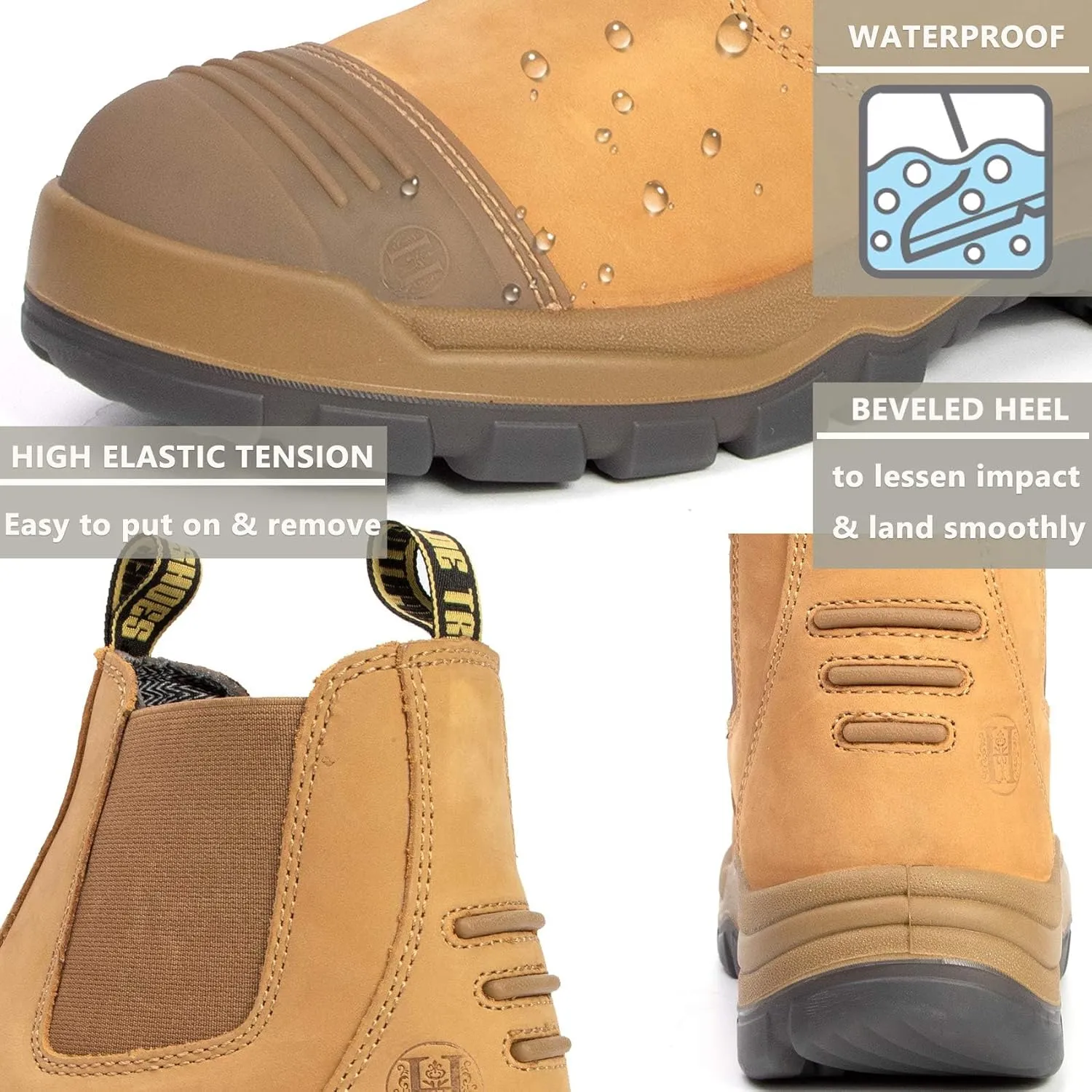 CONRAD Wheat Nubuck Work Boot Collection: Sturdy, Soft Toe, Slip-Resistant Safety Shoes for Men